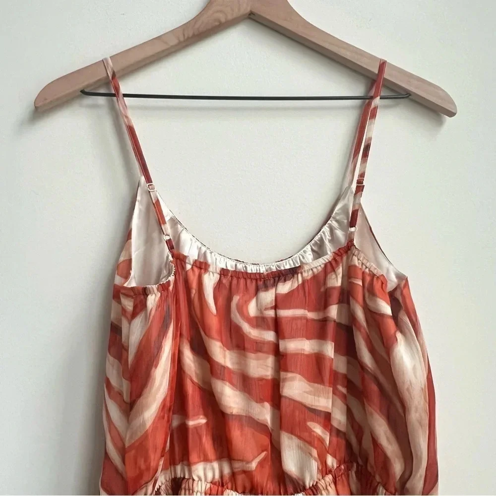 NWT Express  Scoop Neck Tie Waist Romper Small Abstract Art Animal Print Flowy